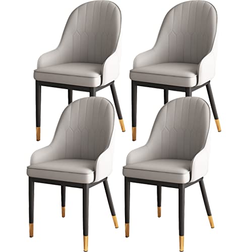 HBSSP Kunstleder Esszimmerstühle 4er-Set Wasserdichtes PU-Leder Mit Metallbeinen Empfangsstuhl Für Wohnzimmer Esszimmer Küche Schlafzimmer(Gray) von HBSSP