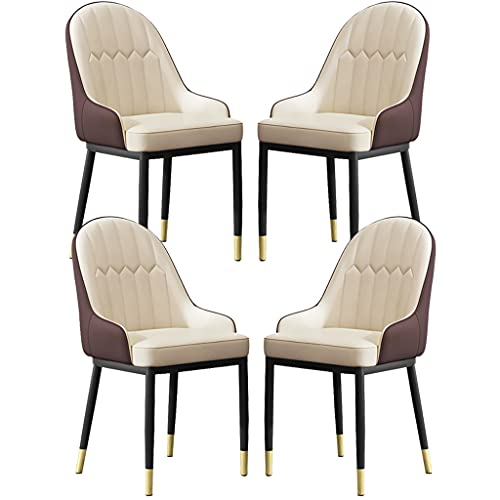 HBSSP Kunstleder Esszimmerstuhl Weich Gepolsterter Sitz Mit Armlehnen Und Rückenlehne für Wohnzimmer Schreibtisch Büro Küche Lounge Cafeterias(Beige+Coffee) von HBSSP