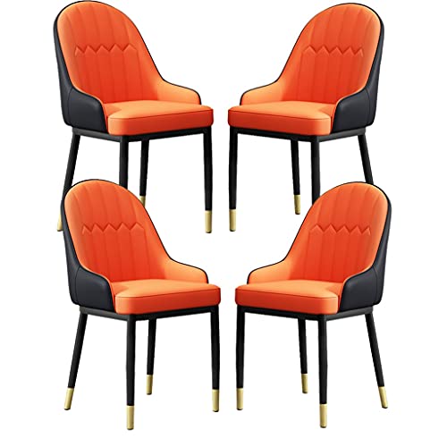 HBSSP Kunstleder Esszimmerstuhl Weich Gepolsterter Sitz Mit Armlehnen Und Rückenlehne für Wohnzimmer Schreibtisch Büro Küche Lounge Cafeterias(Orange+Black) von HBSSP