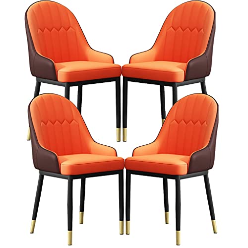 HBSSP Kunstleder Esszimmerstuhl Weich Gepolsterter Sitz Mit Armlehnen Und Rückenlehne für Wohnzimmer Schreibtisch Büro Küche Lounge Cafeterias(Orange+Coffee) von HBSSP