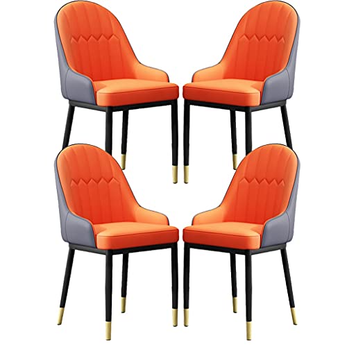 HBSSP Kunstleder Esszimmerstuhl Weich Gepolsterter Sitz Mit Armlehnen Und Rückenlehne für Wohnzimmer Schreibtisch Büro Küche Lounge Cafeterias(Orange+Gray) von HBSSP
