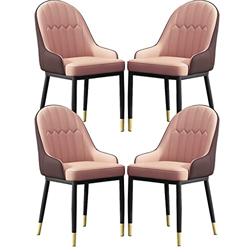 HBSSP Kunstleder Esszimmerstuhl Weich Gepolsterter Sitz Mit Armlehnen Und Rückenlehne für Wohnzimmer Schreibtisch Büro Küche Lounge Cafeterias(Pink+Coffee) von HBSSP