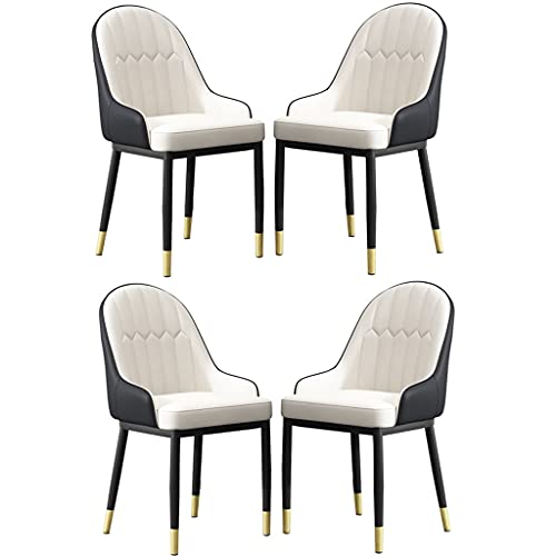 HBSSP Kunstleder Esszimmerstuhl Weich Gepolsterter Sitz Mit Armlehnen Und Rückenlehne für Wohnzimmer Schreibtisch Büro Küche Lounge Cafeterias(White+Black) von HBSSP