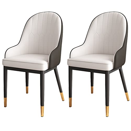 HBSSP Kunstleder Wohnzimmer Stühle 2er Set mit Armlehnen Weich Gepolsterter Sitz Schwarz Stahlbeine für Wohnzimmer Schlafzimmer Küche(Beige) von HBSSP