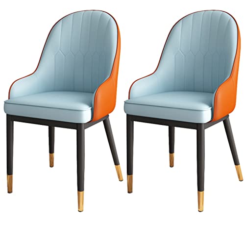HBSSP Kunstleder Wohnzimmer Stühle 2er Set mit Armlehnen Weich Gepolsterter Sitz Schwarz Stahlbeine für Wohnzimmer Schlafzimmer Küche(Blue) von HBSSP
