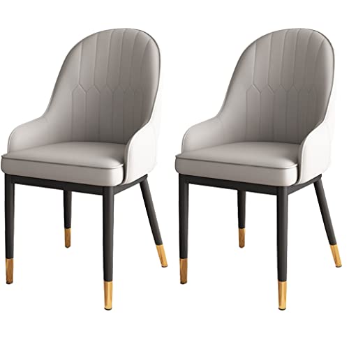 HBSSP Kunstleder Wohnzimmer Stühle 2er Set mit Armlehnen Weich Gepolsterter Sitz Schwarz Stahlbeine für Wohnzimmer Schlafzimmer Küche(Gray) von HBSSP