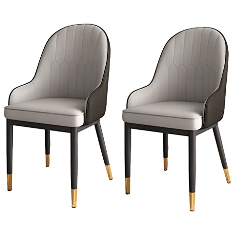 HBSSP Kunstleder Wohnzimmer Stühle 2er Set mit Armlehnen Weich Gepolsterter Sitz Schwarz Stahlbeine für Wohnzimmer Schlafzimmer Küche(Light Gray) von HBSSP