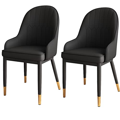 HBSSP Kunstleder Wohnzimmer Stühle 2er Set mit Armlehnen Weich Gepolsterter Sitz Schwarz Stahlbeine für Wohnzimmer Schlafzimmer Küche(Negro) von HBSSP