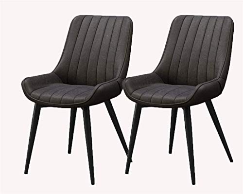 HBSSP Leder Esszimmerstühle 2er-Set Metallfüße Bequeme Kissen Und Rückenlehnenstühle Für Esszimmer Wohnzimmer Schlafzimmer Arbeitszimmer Empfangsraum(Black Leg Brown) von HBSSP