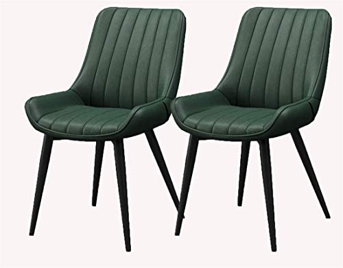 HBSSP Leder Esszimmerstühle 2er-Set Metallfüße Bequeme Kissen Und Rückenlehnenstühle Für Esszimmer Wohnzimmer Schlafzimmer Arbeitszimmer Empfangsraum(Black Leg Green) von HBSSP