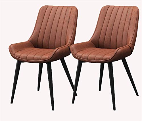 HBSSP Leder Esszimmerstühle 2er-Set Metallfüße Bequeme Kissen Und Rückenlehnenstühle Für Esszimmer Wohnzimmer Schlafzimmer Arbeitszimmer Empfangsraum(Black Leg red) von HBSSP