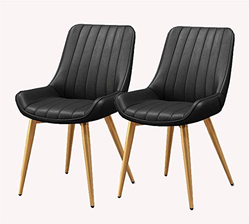 HBSSP Leder Esszimmerstühle 2er-Set Metallfüße Bequeme Kissen Und Rückenlehnenstühle Für Esszimmer Wohnzimmer Schlafzimmer Arbeitszimmer Empfangsraum(Golden Leg Black) von HBSSP