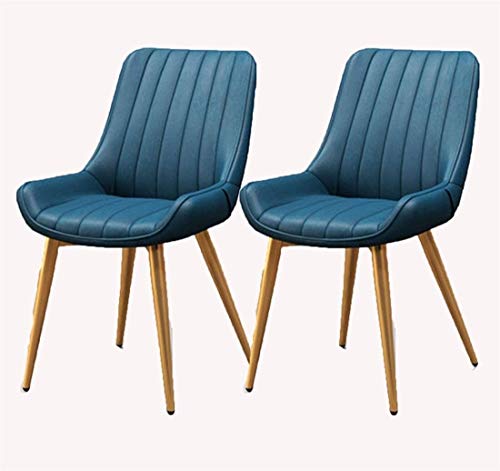 HBSSP Leder Esszimmerstühle 2er-Set Metallfüße Bequeme Kissen Und Rückenlehnenstühle Für Esszimmer Wohnzimmer Schlafzimmer Arbeitszimmer Empfangsraum(Golden Leg Blue) von HBSSP