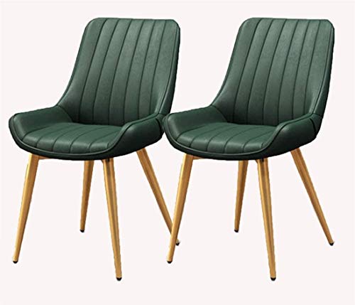 HBSSP Leder Esszimmerstühle 2er-Set Metallfüße Bequeme Kissen Und Rückenlehnenstühle Für Esszimmer Wohnzimmer Schlafzimmer Arbeitszimmer Empfangsraum(Golden Leg Green) von HBSSP
