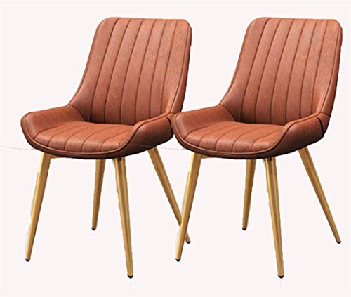 HBSSP Leder Esszimmerstühle 2er-Set Metallfüße Bequeme Kissen Und Rückenlehnenstühle Für Esszimmer Wohnzimmer Schlafzimmer Arbeitszimmer Empfangsraum(Golden Leg red) von HBSSP