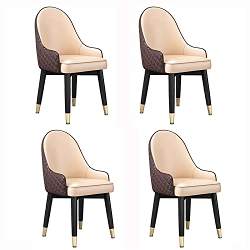 HBSSP Leder Esszimmerstuhl 4er Set, Wasserdichter Loungesessel mit Massivholzbeinen für Büro Restaurant Küche Schlafzimmer(B) von HBSSP