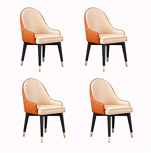 HBSSP Leder Esszimmerstuhl 4er Set, Wasserdichter Loungesessel mit Massivholzbeinen für Büro Restaurant Küche Schlafzimmer(E) von HBSSP