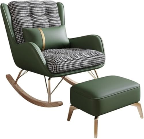 HBSSP Liegender Schaukelstuhl Wohnzimmer Schaukelstuhl Mit Fußhocker Entspannungssessel Balkon, Moderner Weicher Schlafsessel, Lesesessel for Lounge Wohnzimmer Schlafzimmer(Green) von HBSSP