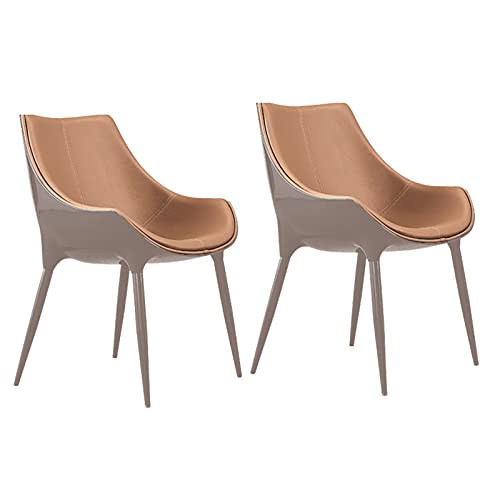 HBSSP Moderne Esszimmerstühle 2er-Set,Küchen-Wohnzimmer-Stühle,Leder Mit Hoher Rückenlehne, Gepolsterte, Weiche Sitzakzent-Stühle，Konische Stahlfüße Einfach Zu Montieren(C) von HBSSP