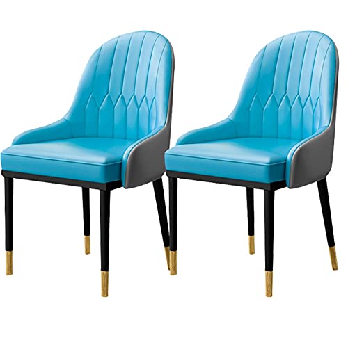 HBSSP Moderne Esszimmerstühle 2er-Set,Küchen-Wohnzimmer-Stühle,PU-Leder Hoher Rücken Weicher Sitz-Beistellstuhl Mit Metallbeinen,Wasserdicht(A12) von HBSSP
