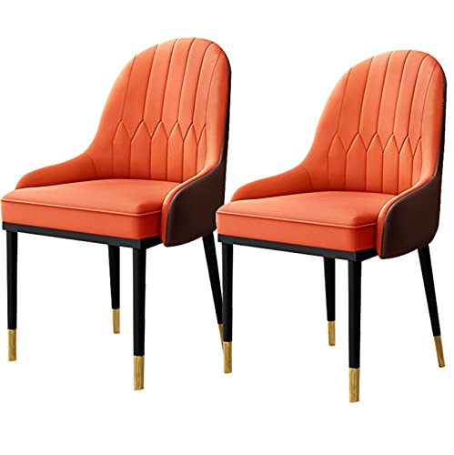 HBSSP Moderne Esszimmerstühle 2er-Set,Küchen-Wohnzimmer-Stühle,PU-Leder Hoher Rücken Weicher Sitz-Beistellstuhl Mit Metallbeinen,Wasserdicht(A3) von HBSSP