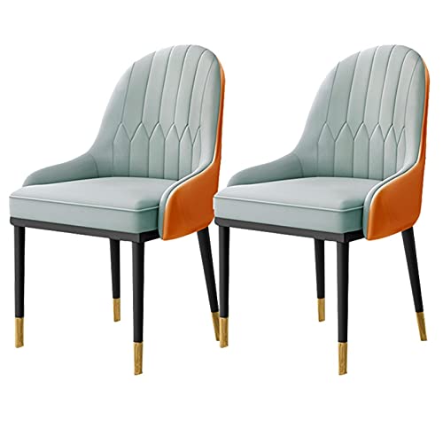 HBSSP Moderne Esszimmerstühle 2er-Set,Küchen-Wohnzimmer-Stühle,PU-Leder Hoher Rücken Weicher Sitz-Beistellstuhl Mit Metallbeinen,Wasserdicht(A4) von HBSSP