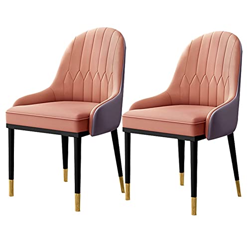HBSSP Moderne Esszimmerstühle 2er-Set,Küchen-Wohnzimmer-Stühle,PU-Leder Hoher Rücken Weicher Sitz-Beistellstuhl Mit Metallbeinen,Wasserdicht(A5) von HBSSP
