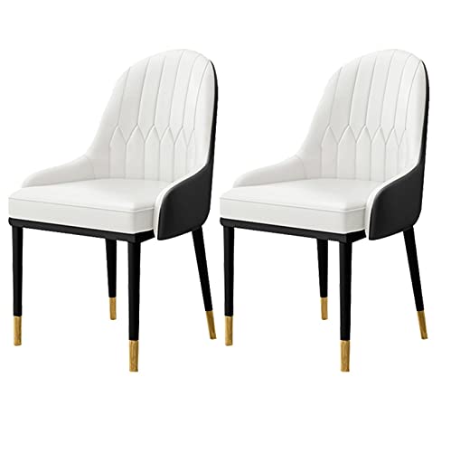 HBSSP Moderne Esszimmerstühle 2er-Set,Küchen-Wohnzimmer-Stühle,PU-Leder Hoher Rücken Weicher Sitz-Beistellstuhl Mit Metallbeinen,Wasserdicht(A8) von HBSSP