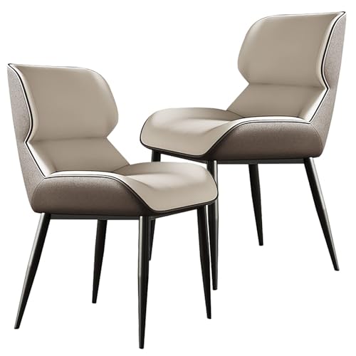 HBSSP Moderne Esszimmerstühle 2er-Set Gepolsterte Stühle PU-Leder,Beistellstuhl Mitte Jahrhunderts Mit Metallbeinen, Bequeme Akzentstühle for Küche, Esszimmer, Schlafzimmer(Beige) von HBSSP