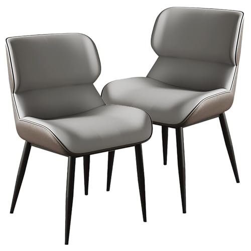HBSSP Moderne Esszimmerstühle 2er-Set Gepolsterte Stühle PU-Leder,Beistellstuhl Mitte Jahrhunderts Mit Metallbeinen, Bequeme Akzentstühle for Küche, Esszimmer, Schlafzimmer(Gray) von HBSSP