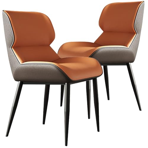 HBSSP Moderne Esszimmerstühle 2er-Set Gepolsterte Stühle PU-Leder,Beistellstuhl Mitte Jahrhunderts Mit Metallbeinen, Bequeme Akzentstühle for Küche, Esszimmer, Schlafzimmer(Orange) von HBSSP