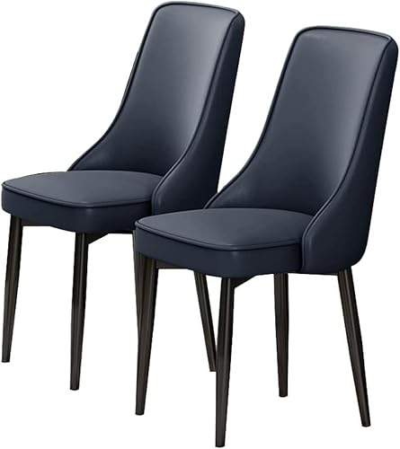 HBSSP Moderne Esszimmerstühle 2er-Set Küchen-Esszimmermöbel Stühle Aus PU-Leder mit Hoher Rückenlehne Gepolsterter Weicher Sitz Beine Aus Kohlenstoffstahl(Dark Blue) von HBSSP