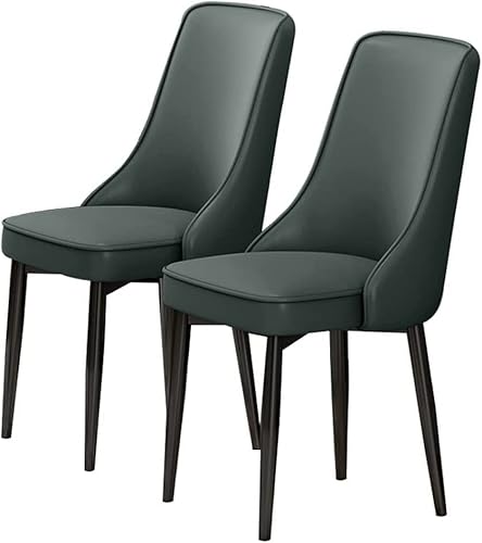 HBSSP Moderne Esszimmerstühle 2er-Set Küchen-Esszimmermöbel Stühle Aus PU-Leder mit Hoher Rückenlehne Gepolsterter Weicher Sitz Beine Aus Kohlenstoffstahl(Dark Green) von HBSSP