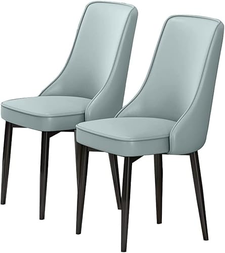 HBSSP Moderne Esszimmerstühle 2er-Set Küchen-Esszimmermöbel Stühle Aus PU-Leder mit Hoher Rückenlehne Gepolsterter Weicher Sitz Beine Aus Kohlenstoffstahl(Light Blue) von HBSSP