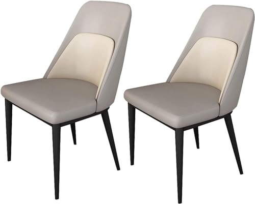 HBSSP Moderne Esszimmerstühle 2er-Set Küchenstühle mit Rückenlehne Aus Künstlichem Mikrofaserleder Beistellstühle Wohnzimmer(Light Gray) von HBSSP