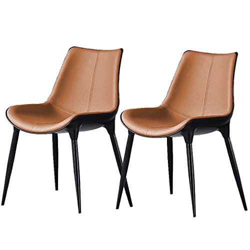 HBSSP Moderne Esszimmerstühle 2er-Set Ledersitz Mit Rückenlehne Weich Gepolsterter Sitz Für Office Lounge Esszimmer Küche Schlafzimmer(Brown) von HBSSP
