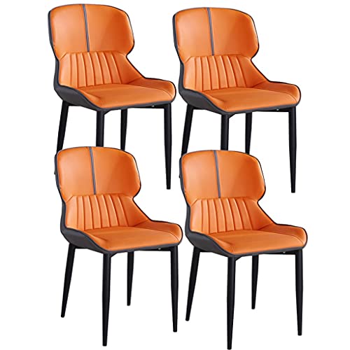 HBSSP Moderne Esszimmerstühle Aus PU-Leder 4er-Set, Küchen-Wohnzimmer-Stühle Mit Weichem Kissensitz Und Metallbeinen (Orange) von HBSSP