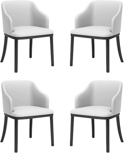 HBSSP Moderne Esszimmerstühle Kunstleder 4er-Set Küche Wohnzimmer Lounge-Esszimmerstühle Mit Gepolstertem Sitz Mit Hoher Rückenlehne Und Schwarzen Metallbeinen(Blanc) von HBSSP
