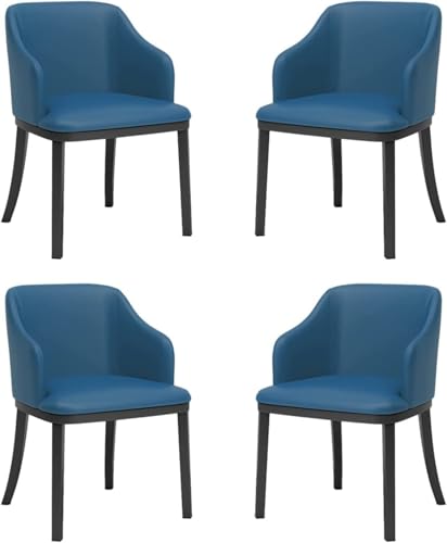 HBSSP Moderne Esszimmerstühle Kunstleder 4er-Set Küche Wohnzimmer Lounge-Esszimmerstühle Mit Gepolstertem Sitz Mit Hoher Rückenlehne Und Schwarzen Metallbeinen(Bule) von HBSSP