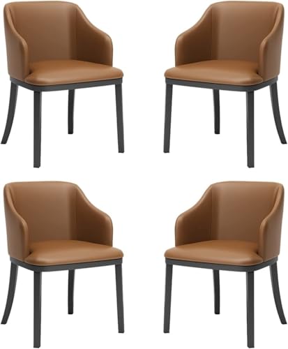 HBSSP Moderne Esszimmerstühle Kunstleder 4er-Set Küche Wohnzimmer Lounge-Esszimmerstühle Mit Gepolstertem Sitz Mit Hoher Rückenlehne Und Schwarzen Metallbeinen(Coffee) von HBSSP