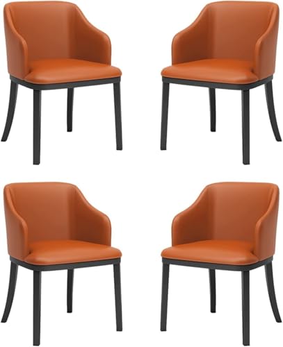 HBSSP Moderne Esszimmerstühle Kunstleder 4er-Set Küche Wohnzimmer Lounge-Esszimmerstühle Mit Gepolstertem Sitz Mit Hoher Rückenlehne Und Schwarzen Metallbeinen(Orange) von HBSSP