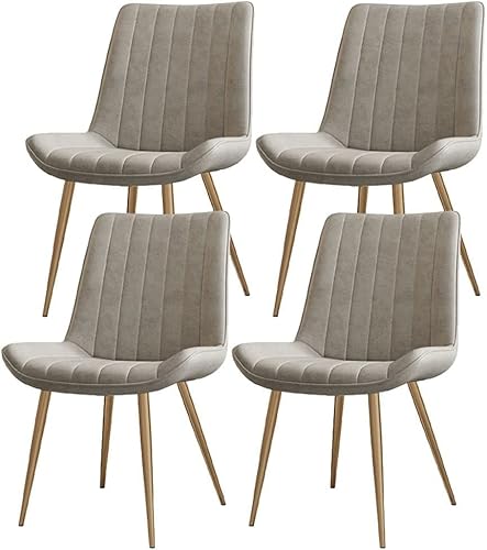 HBSSP Moderne Esszimmerstühle Mit Beinen Aus Karbonstahl 4er-Set Küchenstühle Aus PU-Leder for Wohnzimmer Schreibtisch Terrasse Büro Faulenzen(Beige) von HBSSP