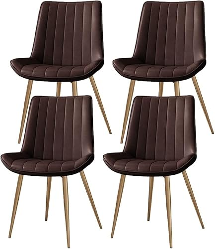 HBSSP Moderne Esszimmerstühle Mit Beinen Aus Karbonstahl 4er-Set Küchenstühle Aus PU-Leder for Wohnzimmer Schreibtisch Terrasse Büro Faulenzen(Brown) von HBSSP