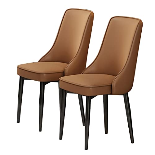 HBSSP Moderne Esszimmerstühle PU-Leder 2er-Set Gepolsterter Weicher Sitz Mit Hoher Rückenlehne Beine Kohlenstoffstahl Für Lounge-Esszimmer Küche Schlafzimmer(Brown) von HBSSP