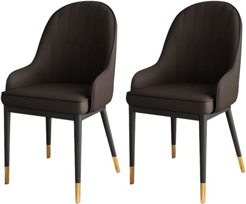 HBSSP Moderne Esszimmerstühle mit Weicher Rückenlehne Und Hoher Rückenlehne 2er-Set Wohnzimmerstühle Wasserfestem Leder mit Metallbeinen Küchen-Loungestühle(D) von HBSSP