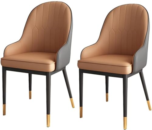 HBSSP Moderne Esszimmerstühle mit Weicher Rückenlehne Und Hoher Rückenlehne 2er-Set Wohnzimmerstühle Wasserfestem Leder mit Metallbeinen Küchen-Loungestühle(F) von HBSSP