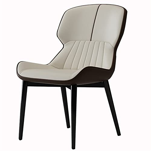 HBSSP Moderne Gepolsterte Esszimmerstühle Küchenstühle Wohnzimmersessel mit Weichem Lederkissensitz Und Beinen Aus Kohlenstoffstahl(Off-White+Brown) von HBSSP