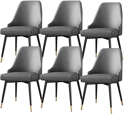 HBSSP Moderne Küche Esszimmerstühle 6er-Set Wohnzimmerstühle Stühle Mit Akzent Aus Mattem Kunstleder Wasserdichter Beistellstuhl Aus Leder Mit Metallbeinen(Grey) von HBSSP