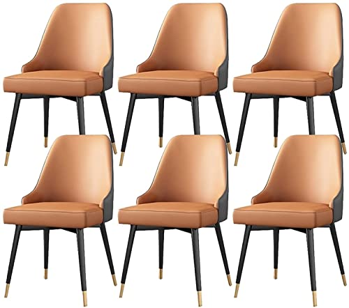 HBSSP Moderne Küche Esszimmerstühle 6er-Set Wohnzimmerstühle Stühle Mit Akzent Aus Mattem Kunstleder Wasserdichter Beistellstuhl Aus Leder Mit Metallbeinen(Orange) von HBSSP