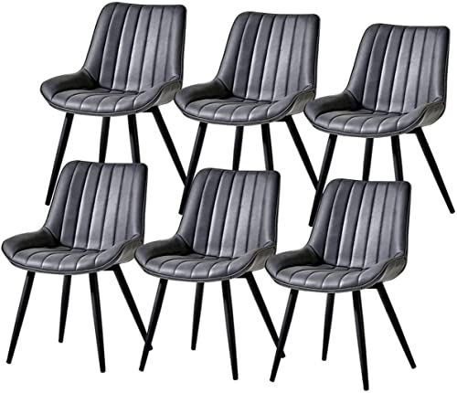 HBSSP Moderne Küche PU-Leder Esszimmerstühle 6er-Set Mit Rückenlehne Und Gepolstertem Sitz，Metallbeine Wohnzimmer-Lounge-Thekenstühle(Grey) von HBSSP
